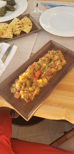 Eggplant dip - go for it! at Aris Restaurant in Santorini