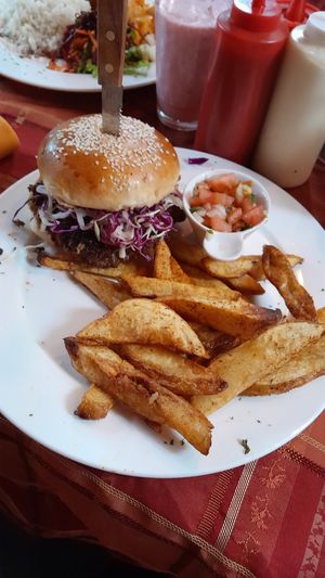 Hamburguesa Vegana at Los Almendros Restaurant Esterillos Oeste in Puntarenas