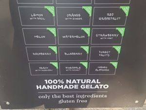 Sorbet flavours at Aroma Gelato Boutique in Pula