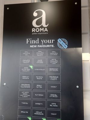 List of the flavours at Aroma Gelato Boutique in Pula