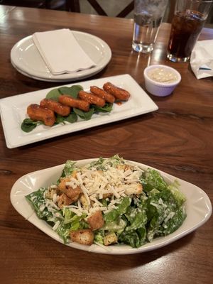 buffalo wings & caesar salad   at Pizzetta in Mystic
