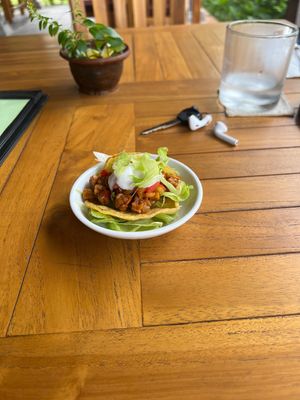 Small complimentary starter.   at Moringa Plant-Based Restaurant in Kuta