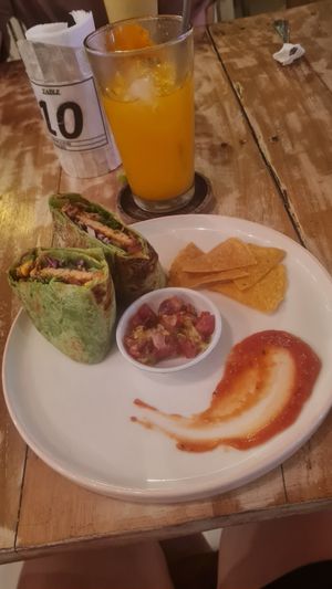 Mexican burger, was delicious but a little small at Wyn's Penida Cafe in Penida Island