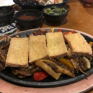 Tofu fajita option at Miguel's Mexican Restaurant in Bangor