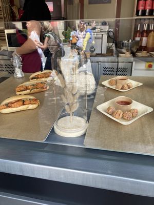 Falafel and vegan burger. Falafel is delicious!  at Disneyland - The Gourmet Vegan in Chessy