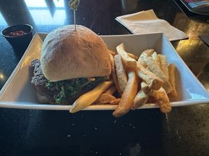 BBQ burger  at Glass Half Full Taproom in Richardson