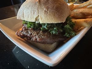 BBQ burger  at Glass Half Full Taproom in Richardson