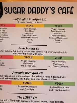 Menu at Sugar Daddy's Café in Worcester