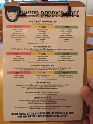 Elegantly formed menu. at Sugar Daddy's Café in Worcester