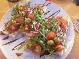 Red pepper tartine at Sugar Daddy's Café in Worcester