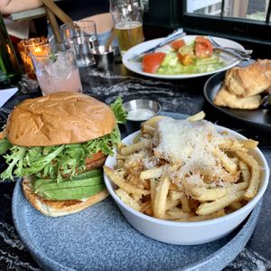 Honey Moon Burger & Truffle Fries  at Honey Moon Spirit Lounge in Austin