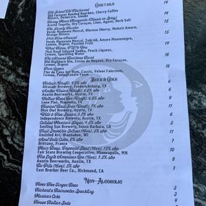 Drink Menu   at Honey Moon Spirit Lounge in Austin
