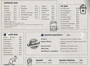 Menu  at Galata Federal in Istanbul