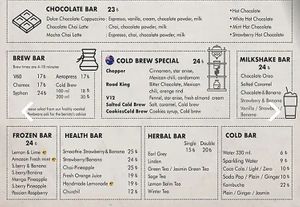 Menu  at Galata Federal in Istanbul