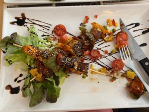 Tofu skewers   at The Spot in Les Deux Alpes