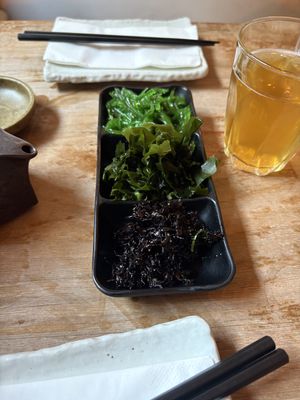 Three styles of seaweed   at Okko in East London