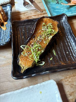 Baked aubergine   at Okko in East London