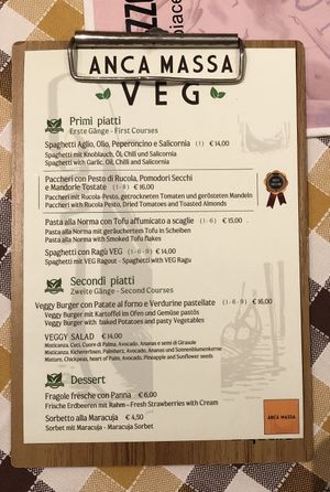 Menu veg  at Anca Massa in Lido Di Jesolo