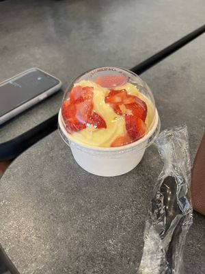 Dole whip with strawberries   at Cinnaholic in Oak Ridge North