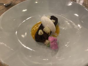Chocolate cake | Forgotten fruits  at Cocina Abierta in San Juan
