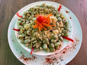 vegan risotto with beans  at Bayside in Paul Do Mar