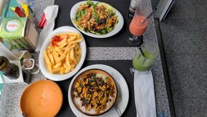 Saffron rice and summer salad at Bayside in Paul Do Mar