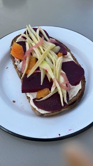 Rote Bete Toast   at Bonjour in Tarifa