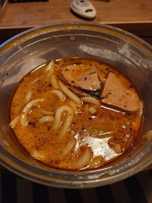 Sen Street Curry with vegan duck, tofu, and udon noodles at Sen Noodle House in Santa Clarita