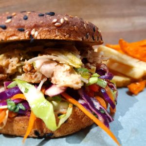 Thai Satay Jackfruit Burger at Alchemy Food Lab in Cairns