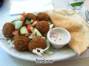 Falafel pita with tahini dressing at Casbah Cafe and Mediterranean Kitchen in Livermore
