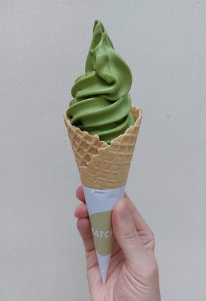 Vegan Matcha Soft Serve (The cone is not vegan) at Matchali in Hong Kong Island