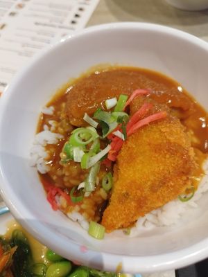 Regular pumpkin katsu curry with rice at YO! Sushi in Birmingham