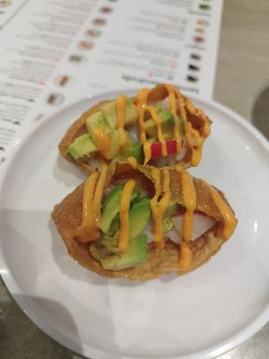 Inari tofu at YO! Sushi in Birmingham