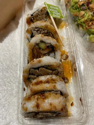 Faux duck sushi at YO! Sushi in Birmingham