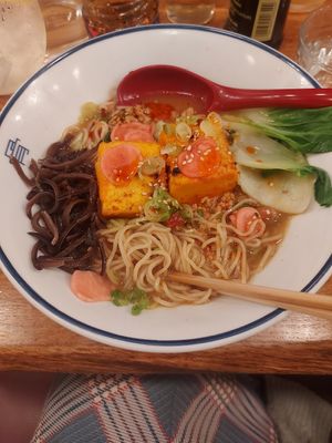 Chilli oil was my own addition - definitely necessary if you're getting this for the spice factor! at Tonkotsu in London