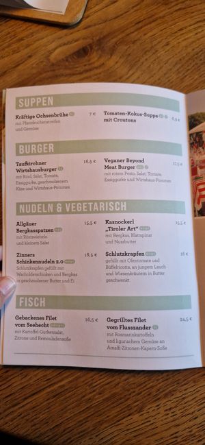 Vegane Optionen klar gekennzeichnet at Wirtshaus Zinners in Taufkirchen