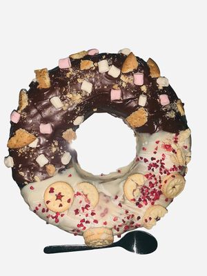 Giant 50/50 Bronut (Rocky Road Brownie & Jammy Blondie) at The Tree Rooms in Peterlee