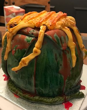 Alien Xenomorph egg celebration cake (2021) at The Tree Rooms in Peterlee