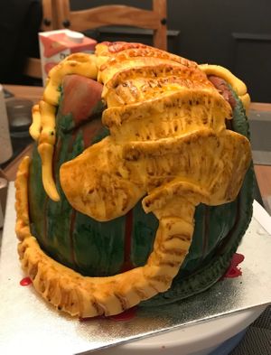 Alien Xenomorph egg celebration cake (2021) at The Tree Rooms in Peterlee