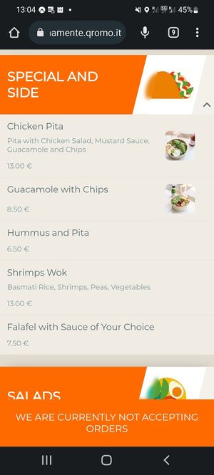 Shrimps on the menu at Sanamente Healthy Food & Juice Lab in Forte Dei Marmi