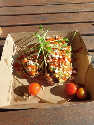 Avo smash at The Orange Box in North Fremantle