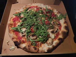 Cow cheese on pizza  at Il Borgo in Rhodes