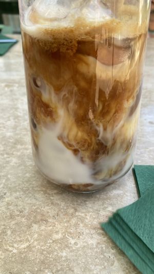 Almond milk iced latte  at Ethique Plant-based in Istanbul