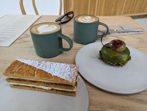 Napoleon and Fleur de Pistache at Ethique Plant-based in Istanbul