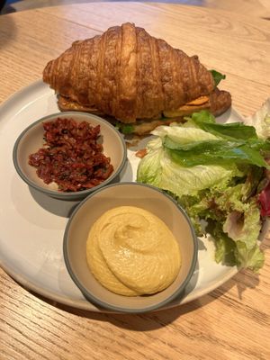 Harissa croissant sandwich  at Ethique Plant-based in Istanbul