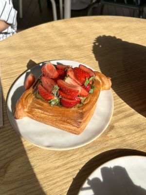 Strawberry tart  at Ethique Plant-based in Istanbul