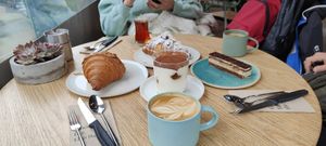 croıssants, coffee, tea, tiramisu and opera at Ethique Plant-based in Istanbul