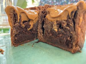 Hazelnut brownie brioche  at Ethique Plant-based in Istanbul