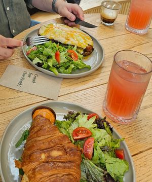 Croque monsieur; miso croissant; lemonade at Ethique Plant-based in Istanbul