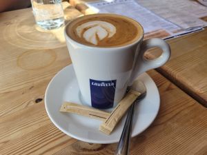 Latte (Oat Milk) at Caffi Maes in Gwynedd